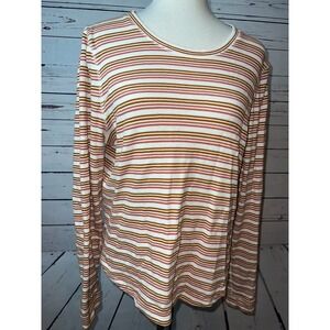 Madewell Baby Tee Shimmer Stripe Long Sleeve Pullover Shirt XL K6313 Extra Large